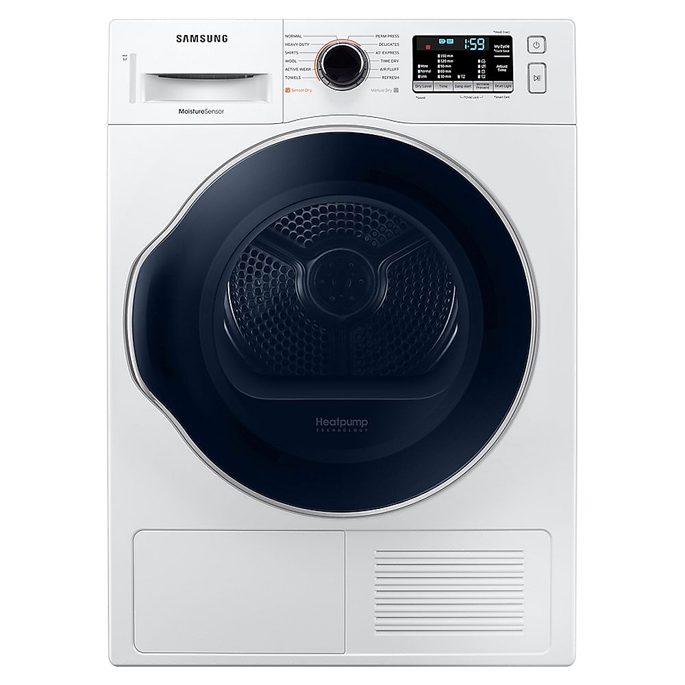 Samsung 4.0 cu.ft. Compact Front Load Ventless Electric Dryer in White The Home Depot Canada