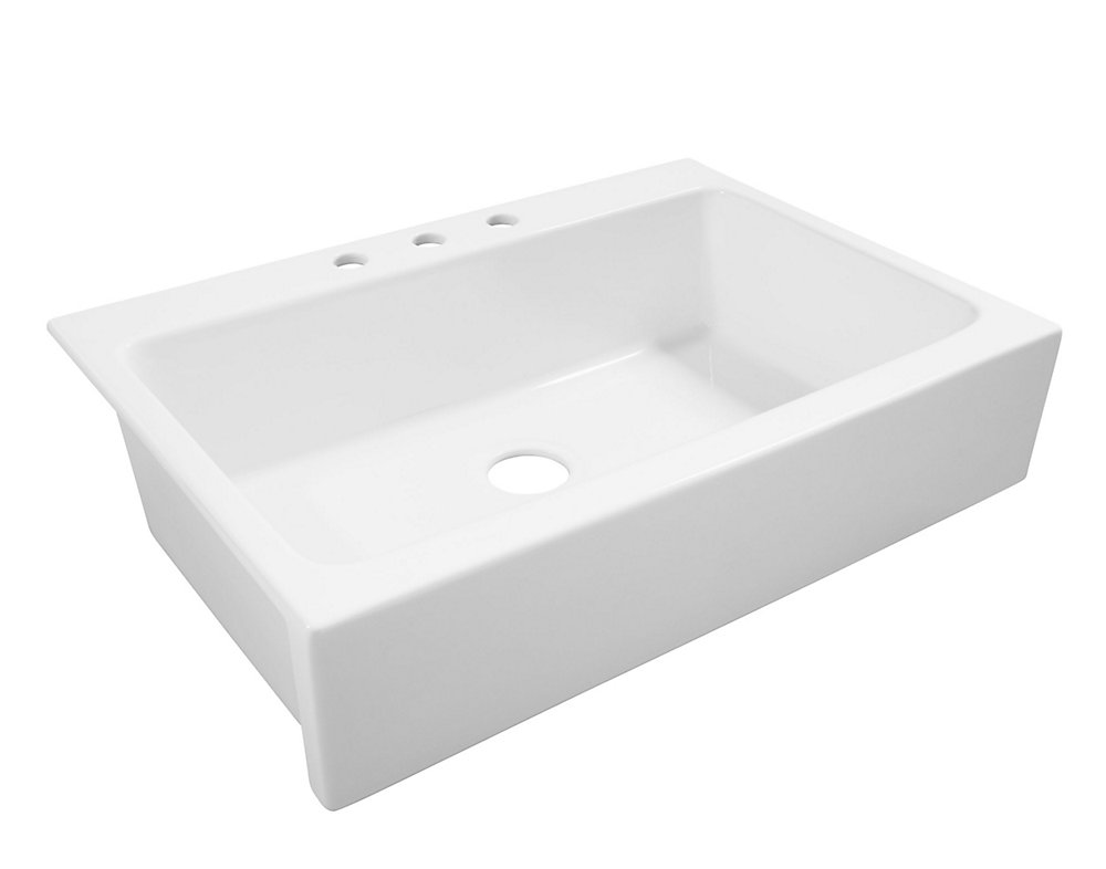Josephine Drop In Farmhouse Fireclay 33 85 Inch 3 Hole Single Bowl Kitchen Sink In Crisp White
