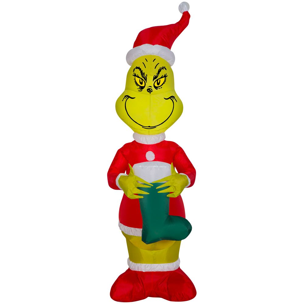 Grinch Small Air Blown Grinch With Stocking Outdoor Christmas