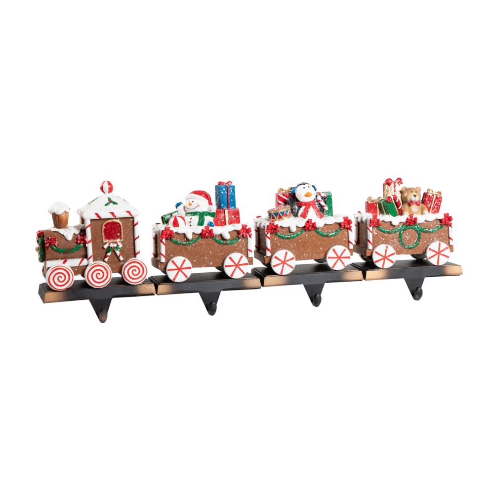 Home Accents Holiday Gingerbread Train stocking Hangers4 Piece The