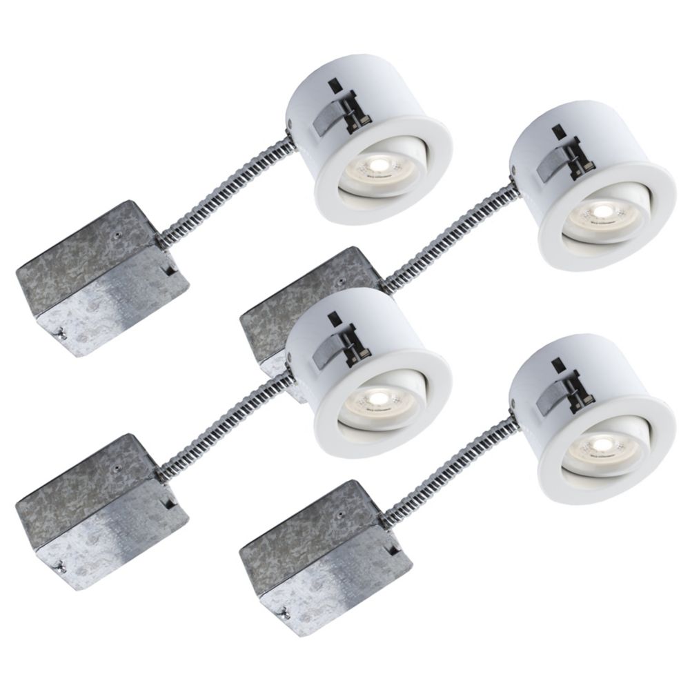 Bazz Flex 3inch Matte White Recessed LED Lighting Kit with GU10 Bulb Included (4Pack) The