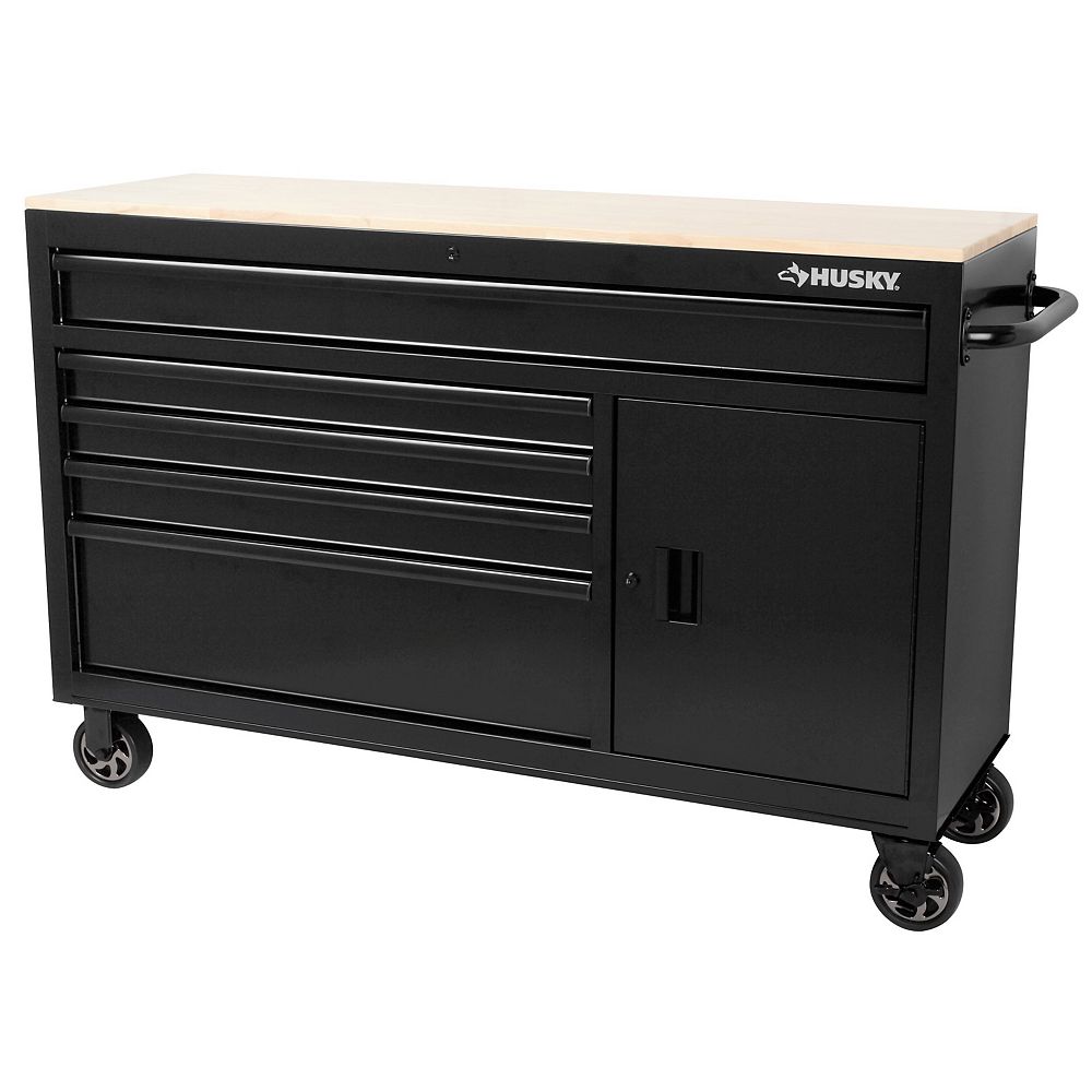 Husky 56inch 5Drawer Mobile Tool Storage Work Centre in Black The