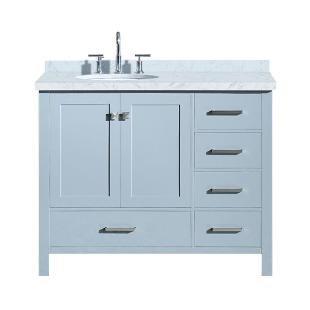 ARIEL Cambridge 43 inch Left Offset Single Oval Sink Vanity In Grey ...