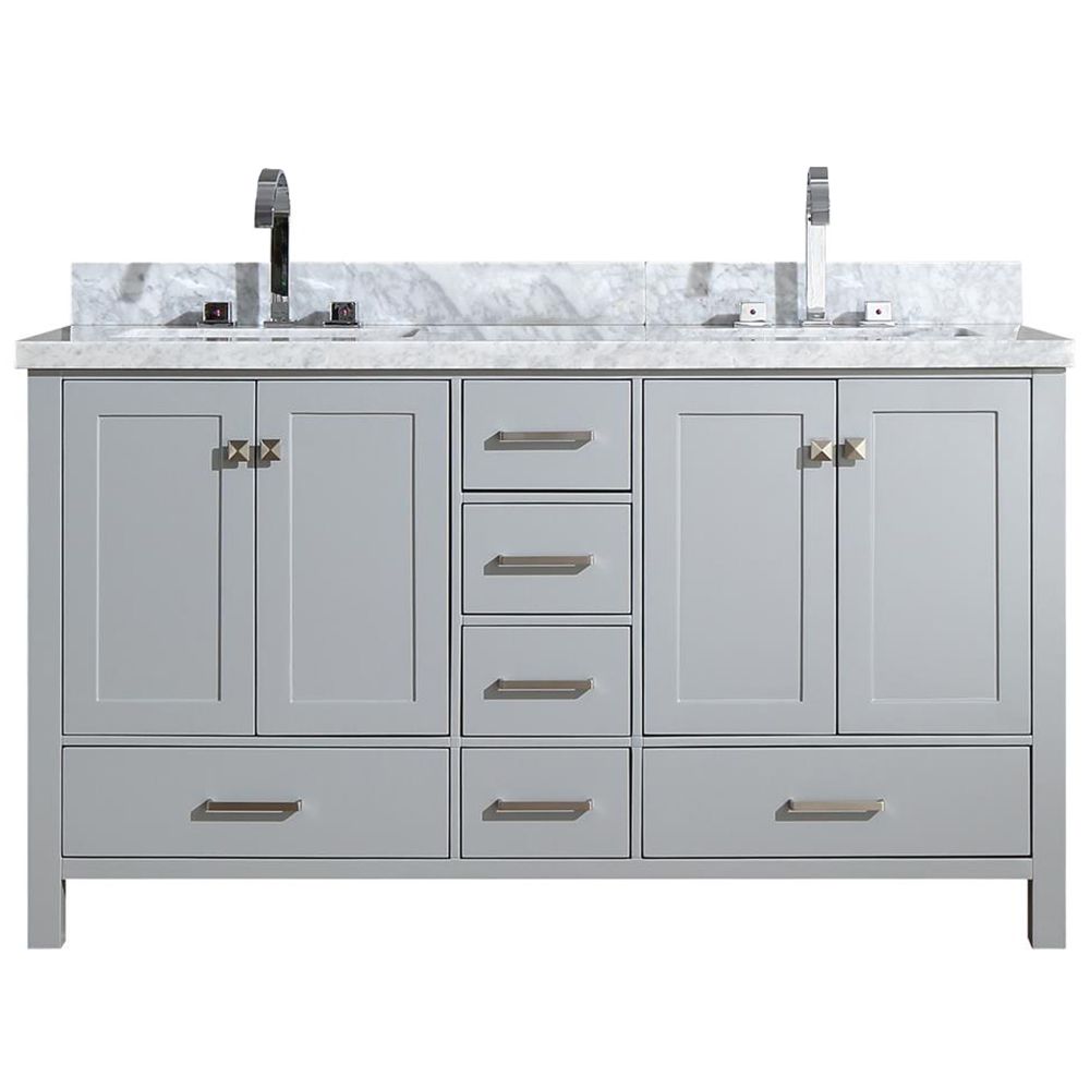 Cambridge 61 inch Double Rectangle Sink Vanity In Grey