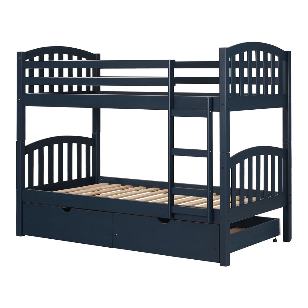 Ulysses Solid Wood Bunk Beds, Navy Blue