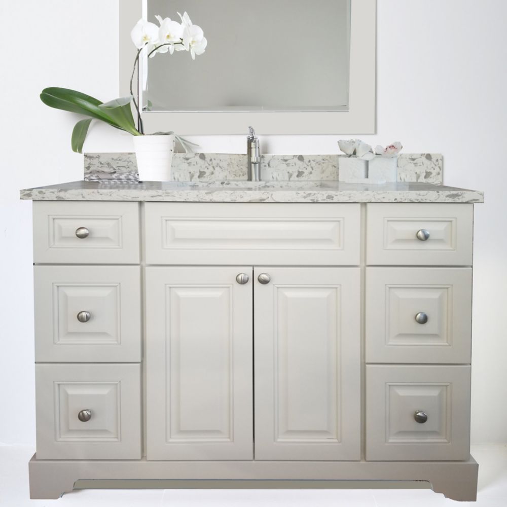 LUKX Bold Damian 42 Inch Antique White Vanity With Quartz Top In Milky   P 1001361841 