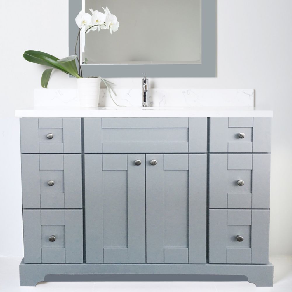 LUKX Bold Damian 42 Inch Vanity Cabinet In Grey | The Home Depot Canada