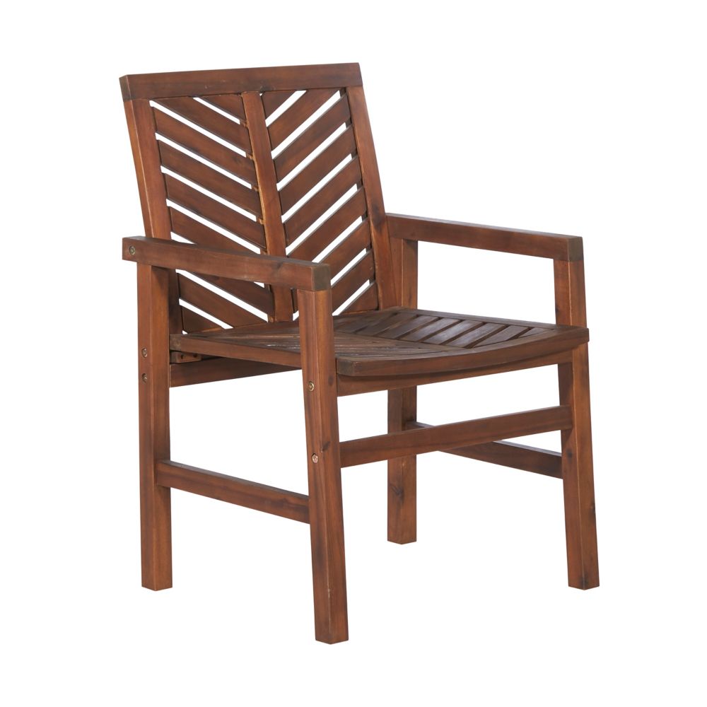 Walker Edison Patio Wood Chairs, Set of 2 Dark Brown The Home Depot