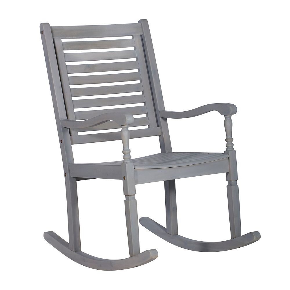 Walker Edison Wood Outdoor Patio Rocking Chair Gray Wash The Home