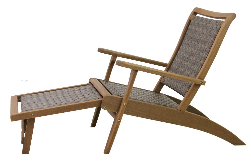 Outdoor Interiors Brown Wicker Eucalyptus Lounge Chair With Brown Wicker Eucalyptus Lounge Chair