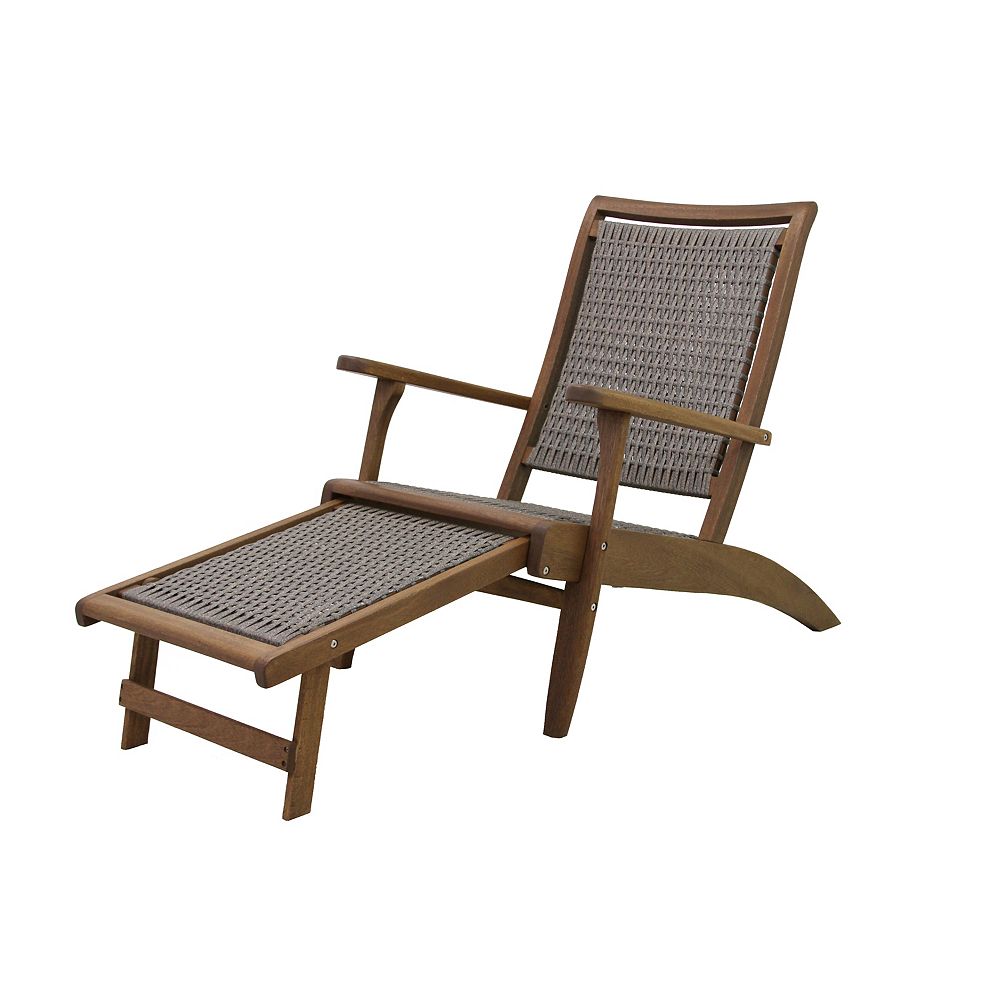 Outdoor Interiors Driftwood Grey Wicker & Eucalyptus Lounge Chair with