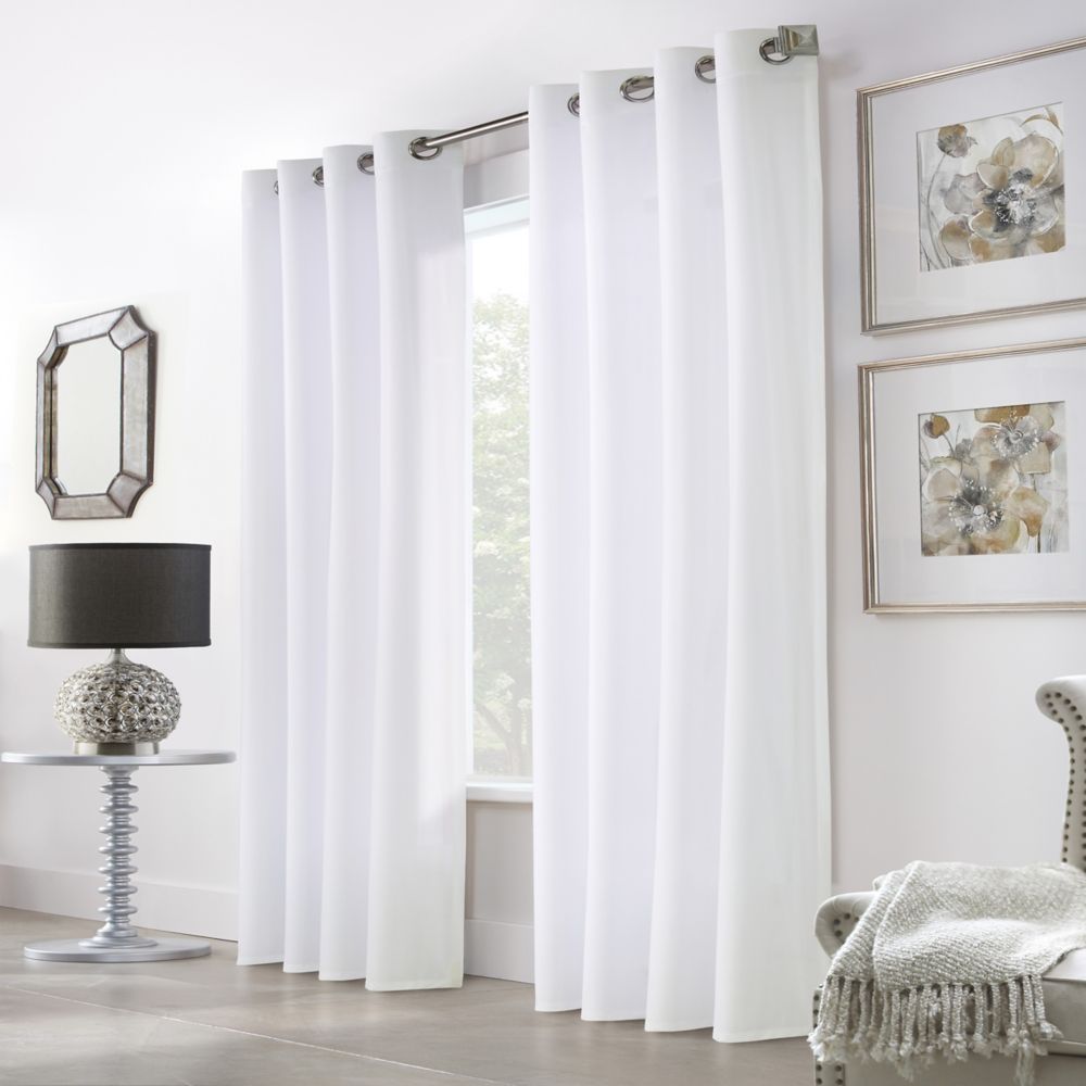 Thermasheer Stratus Fine Stripe Sheer Grommet Curtain 52x84 White The