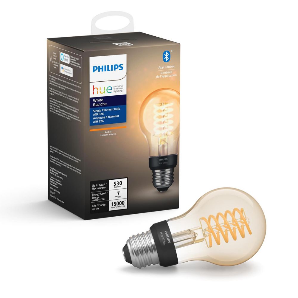 Philips HUE White Single Filament Bulb A19 E26 Light Bulb | The Home ...