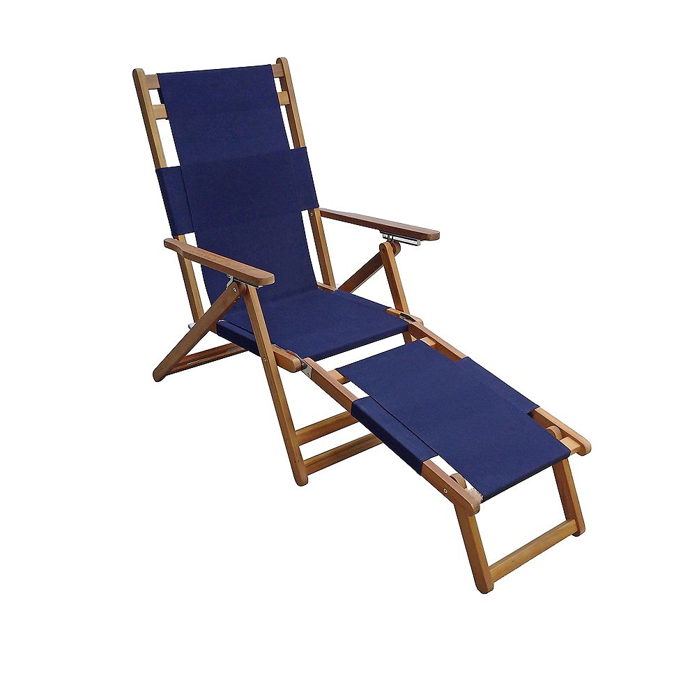 Patioflare Portable Lounge Chair with Leg Rest, Blue | The Home Depot