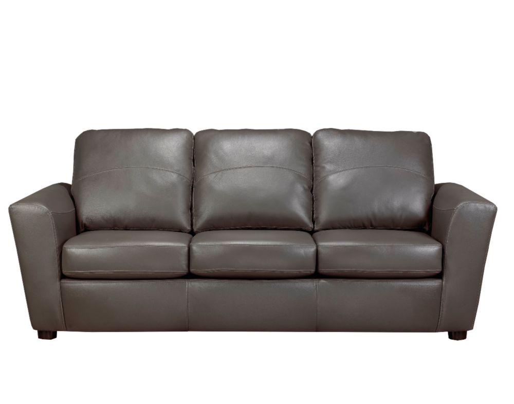 Sofa By Fancy 3 Seater Leather Sofa in Grey The Home Depot Canada