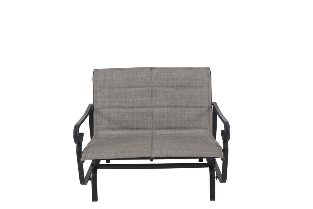 Hampton Bay Crestridge Sling Padded Patio Glider Chair with Grey
