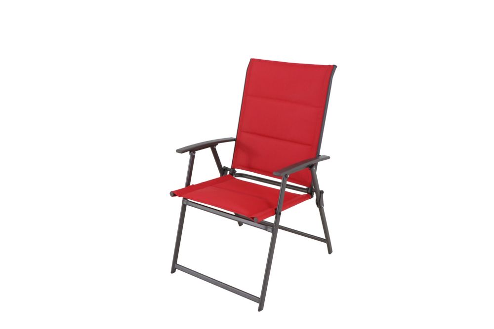 Hampton Bay Mix and Match Steel Padded Sling Folding Patio Dining Chair in Ruby Red (Set o