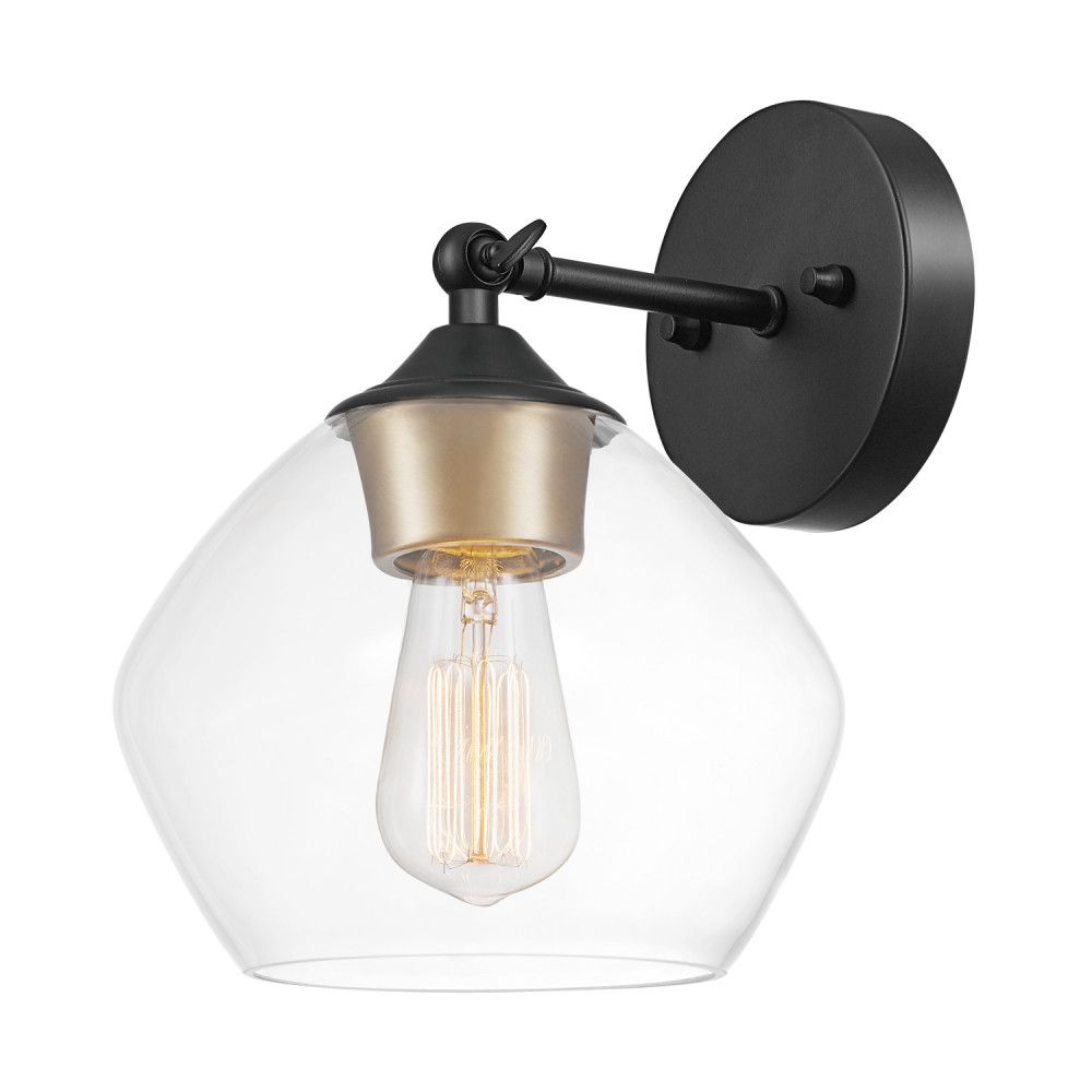 1 Mat Verre Murale En Abat Transparent Harrow Lumière Avec De Collection Noire Applique Jour À KTJFcl1