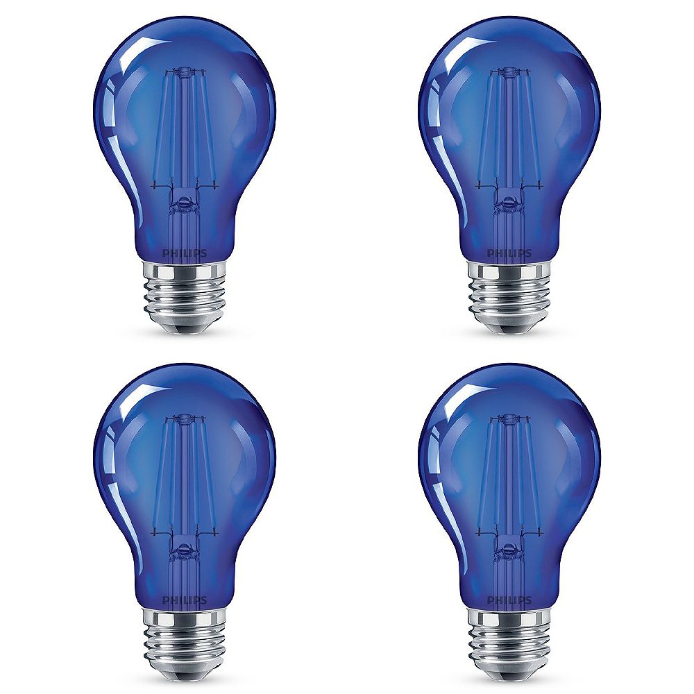 Philips 40W Equivalent Blue Glass A19 LED Light Bulb (4Pack) The