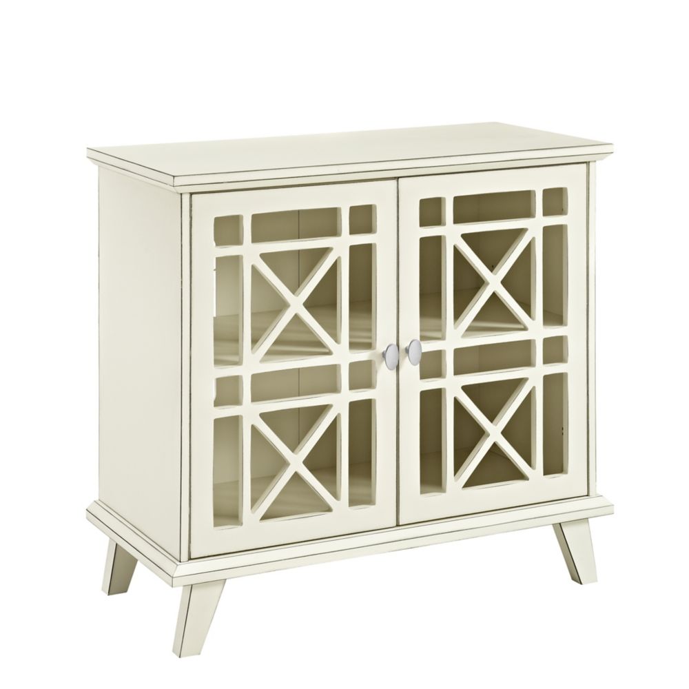 Walker Edison 32 Inch Accent Storage Cabinet Antique White The