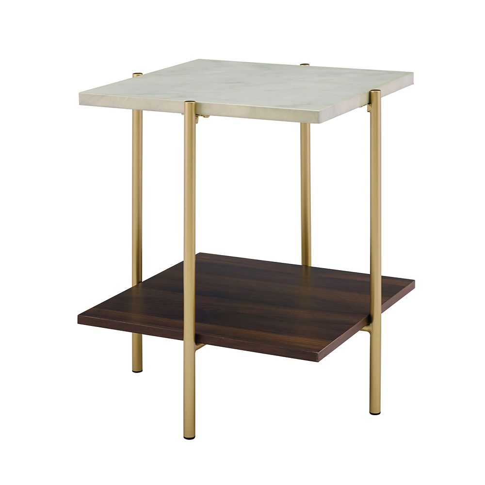 Welwick Designs Mid Century Modern Marble Square Side Table Marble