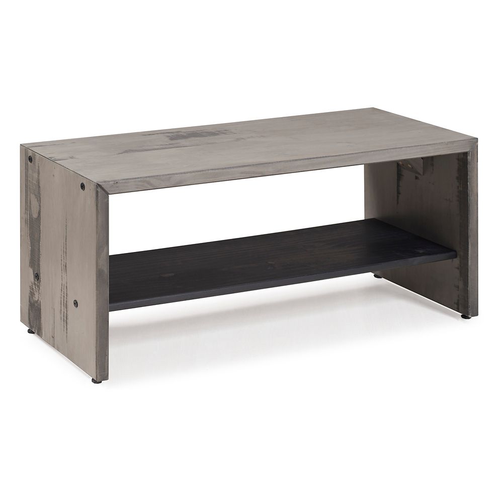 Welwick Designs Rustic Solid Wood Entry Bench Grey The Home Depot