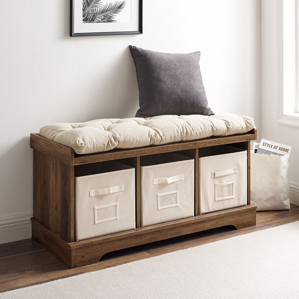 Welwick Designs 42 Inch Modern Farmhouse Entryway Storage Bench