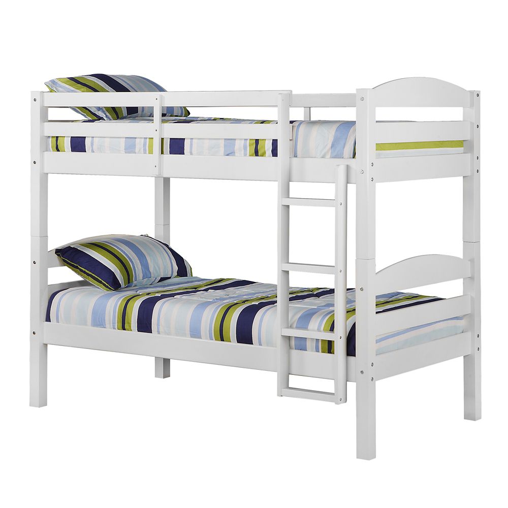 Welwick Designs Classic Solid Wood Twin Over Twin Bunk Bed White The Home Depot Canada