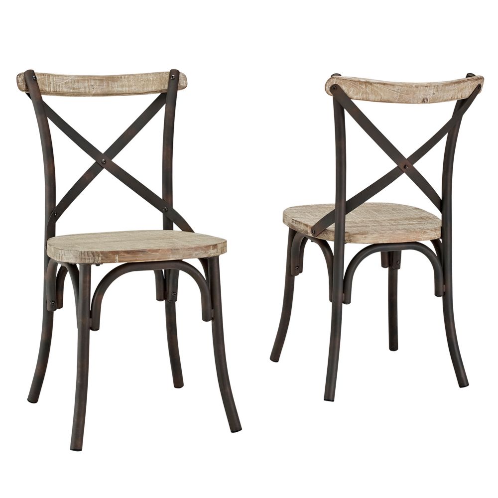 Welwick Designs Industrial Farmhouse Wood XBack Chairs, Set of 2 The
