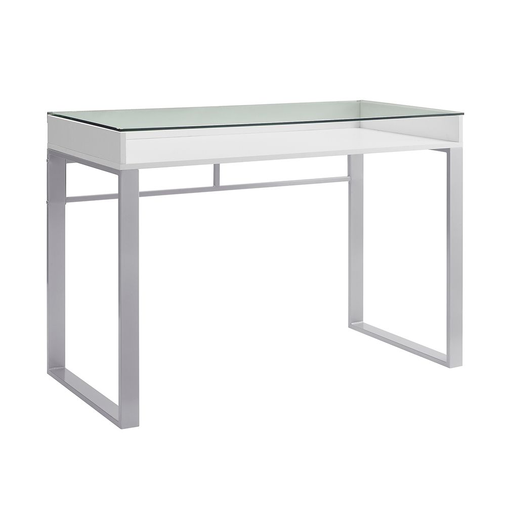 Welwick Designs 42 Glass Computer Desk White Grey The Home