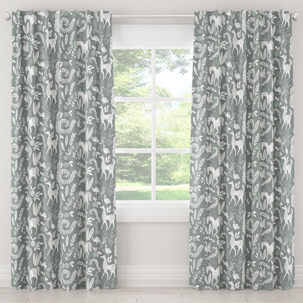 Skyline Furniture MFG Unlined Curtains in Hatfield Fauna Grey Ground
