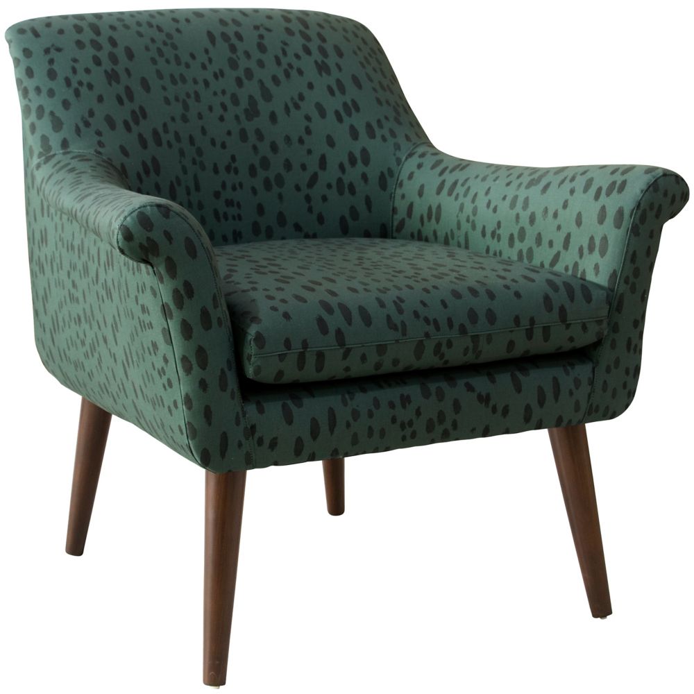 Skyline Furniture Mfg Modern Armchair In Linen Leopard Emerald Skyline Furniture Mfg Modern Armchair