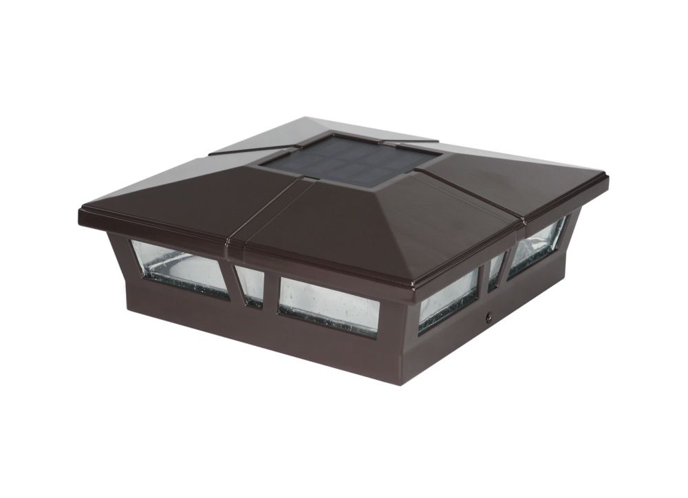 Classy Caps 6X6 Brown Aluminum Cambridge Solar Post Cap The Home