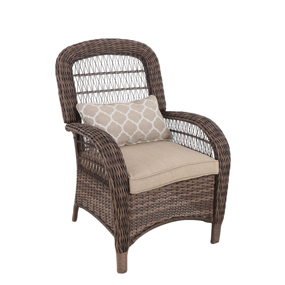 Hampton Bay Beacon Park Wicker Outdoor Patio Captain Dining Chair in