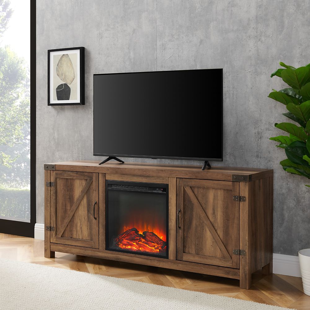Welwick Designs 58 inch Rustic Modern Farmhouse Fireplace TV Stand