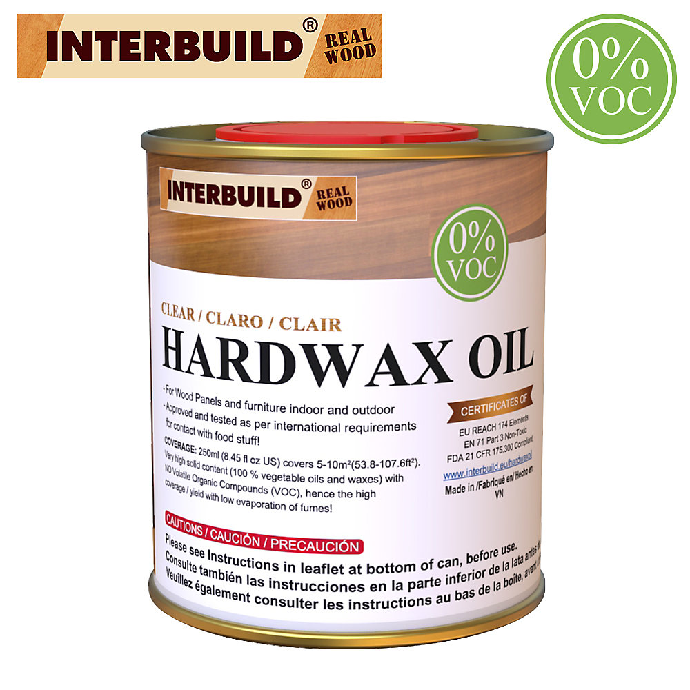 INTERBUILD Hardwax Natural Wood Oil Top Coat, Food-Safe, 100% VOC-Free Food Safe Sealant For Wood Mugs