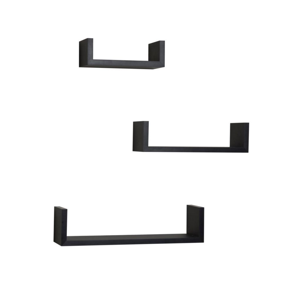 Floating U Shelf Set of 3 in Black XF11039BK