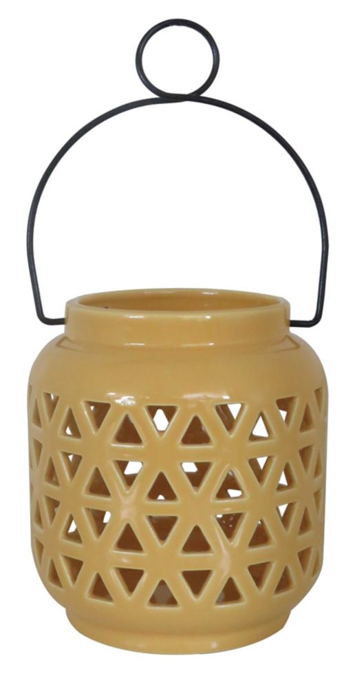 Hampton Bay 6.5inch Ceramic Lantern in Sun Yellow The Home Depot Canada