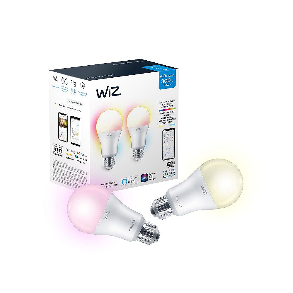 Philips WiZ 60W A19 Frosted Full Colour and Tunable White LED Smart