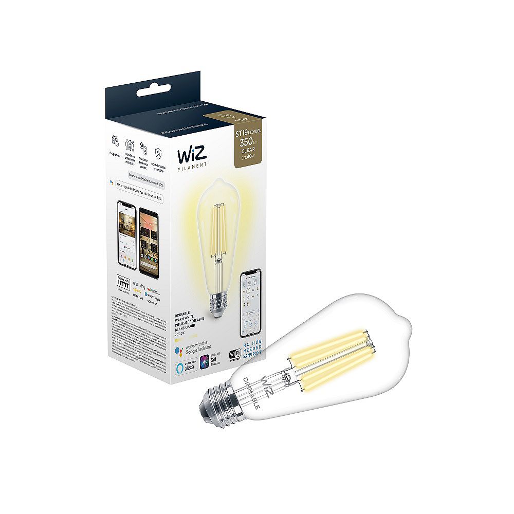 Philips WiZ 40W ST19 Clear WiFi Dimmable LED Ligt Bulb The Home Depot