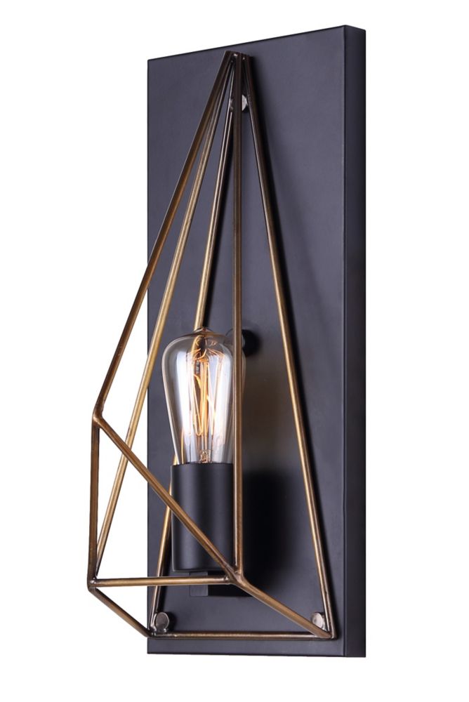 Canarm Greer 1Light Matte Black and Gold Wall Sconce The Home Depot