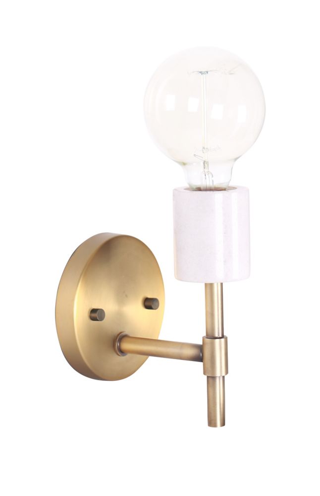 L2 Lighting Brushed Gold And White Marble Wall Sconce The Home Depot   P 1001484792 