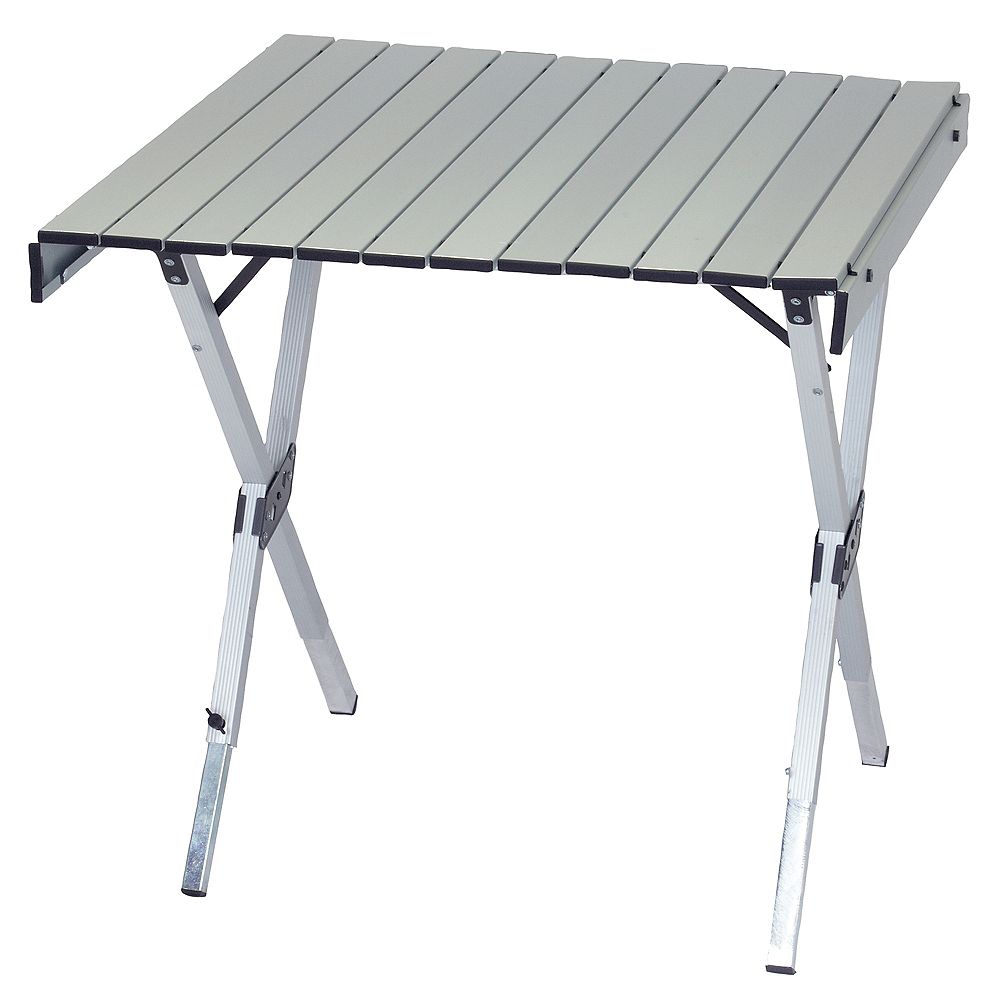 RIO Brands Gear Aluminum Expandable Roll Top Table 28 x 27 inch to 48 x