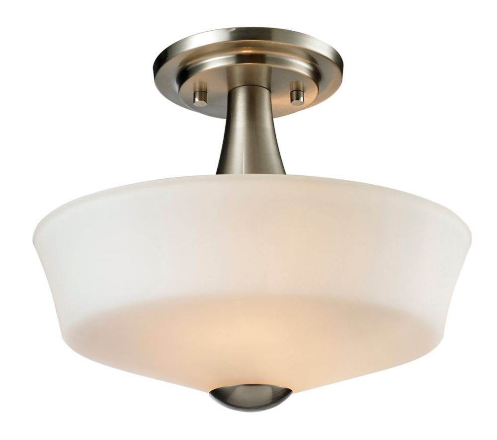 Filament Design 2-light Brushed Nickel Semi Flush Mount With Matte Opal 