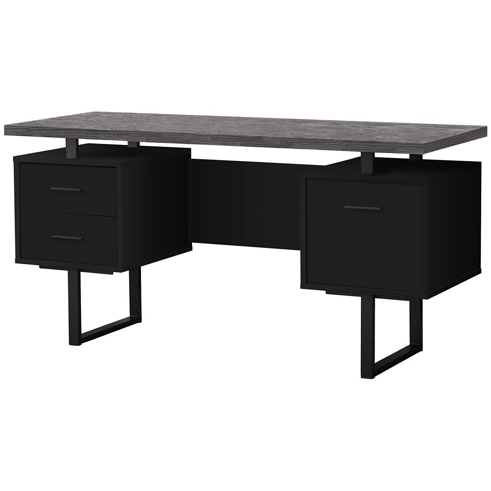 Monarch Specialties Computer Desk 60 Inch L / Black / Grey Top