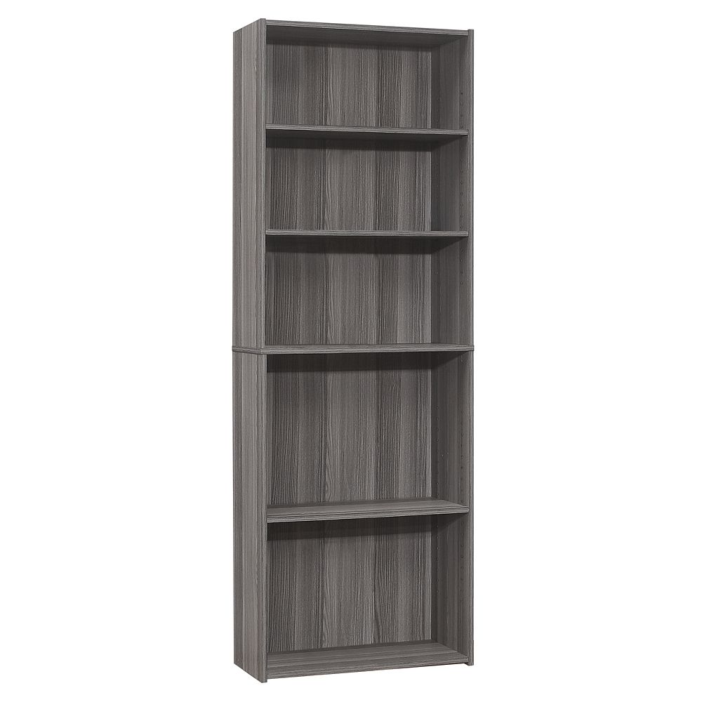 Monarch Specialties Bookcase 72 Inch H / Grey With 5 Shelves The