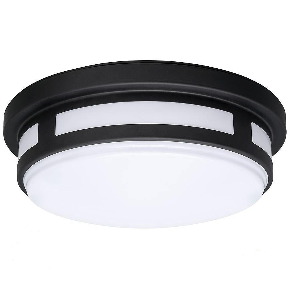 HB 11 inch Round Black LED Flush Mount Light Indoor/Outdoor 830 Lumens
