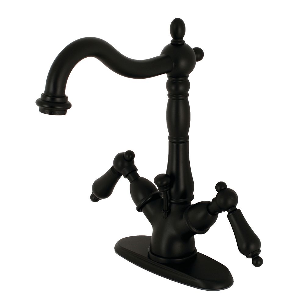 Kingston Brass Heritage Single Hole 2 Handle Bathroom Faucet In Matte Black The Home Depot Canada 