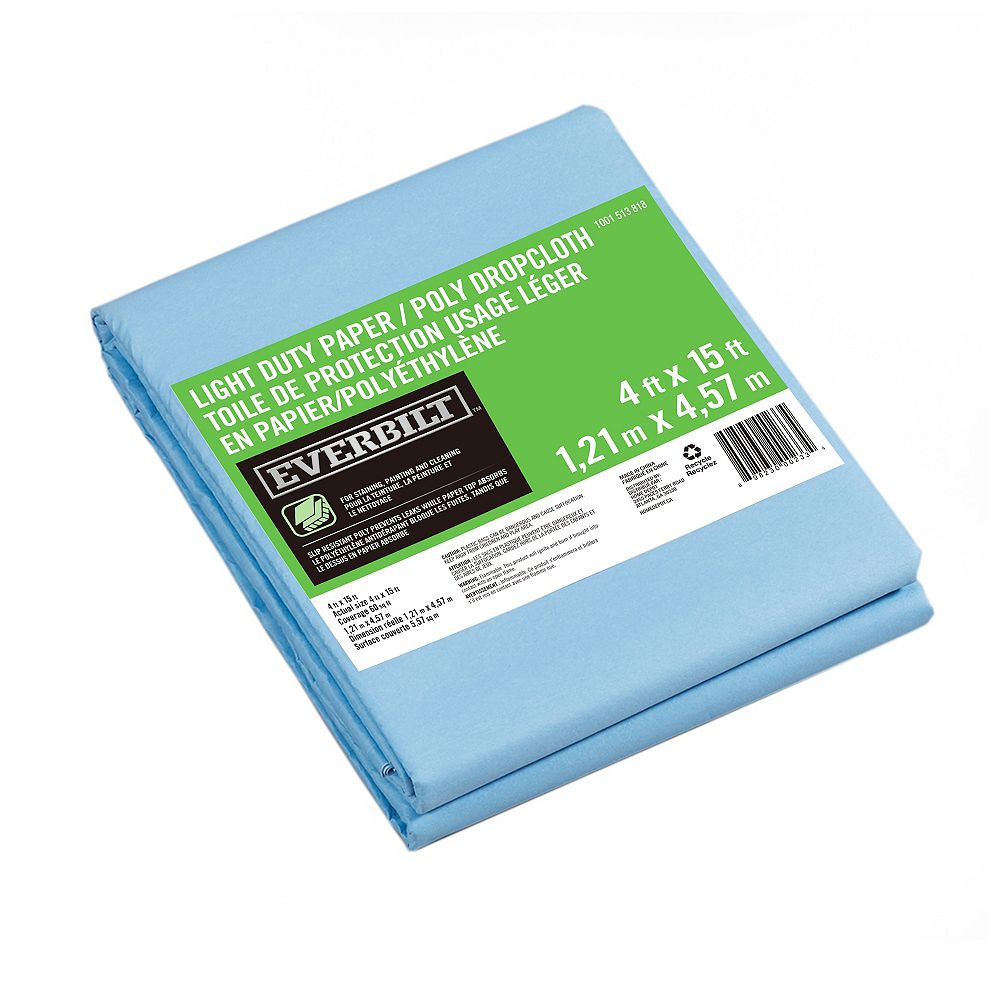 Everbilt 4 ft. x 15 ft. Slip Resistant Paper/Poly Drop Cloth The Home Depot Canada