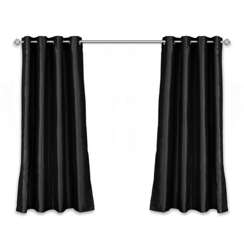 REVOLUTION HOME DECOR Black Faux Silk Curtain - 54 inchX63 inch | The ...